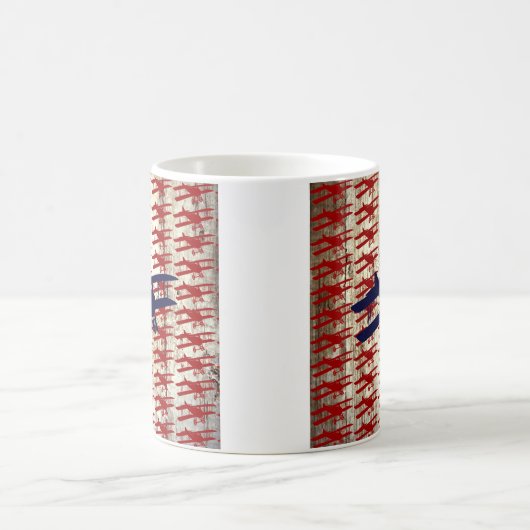  vliegtuig op schoorsteenvliegjes koffiemok (Center)