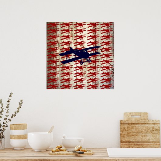 vliegtuig op schoorsteenvliegjes poster (Keuken)