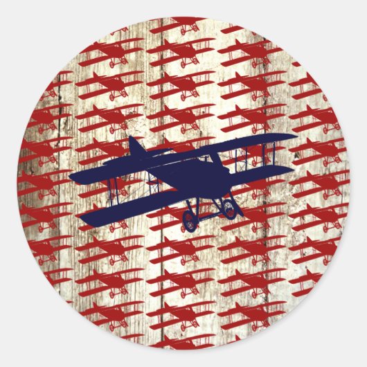  vliegtuig op schoorsteenvliegjes ronde sticker (Voorkant)