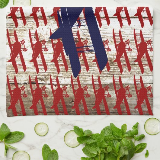  vliegtuig op schoorsteenvliegjes theedoek (Gevouwen)