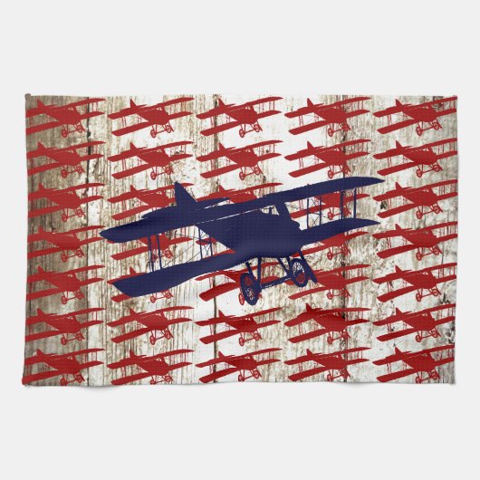  vliegtuig op schoorsteenvliegjes theedoek (Horizontaal)