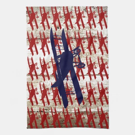 vliegtuig op schoorsteenvliegjes theedoek (Verticaal)