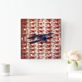  vliegtuig op schoorsteenvliegjes vierkante klok (Huis)