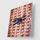  vliegtuig op schoorsteenvliegjes vierkante klok (Hoek)