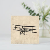  vliegtuig Oude illustratie van Antiek vlak Feestdagenkaart (Staand voorkant)