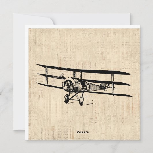  vliegtuig Oude illustratie van Antiek vlak Feestdagenkaart (Achterkant)