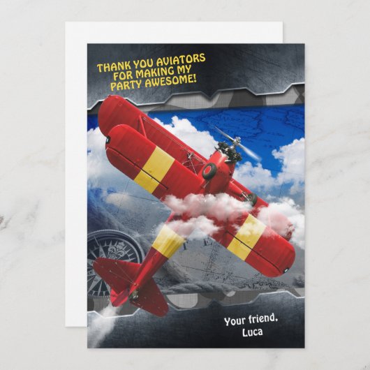 Vliegtuig Piloot Dankkaart Kaart (Voorkant / Achterkant)