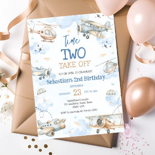 Vliegtuig Piloot Feest Tijd Twee Opstijgende Verja Kaart