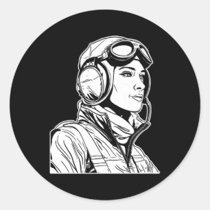 Vliegtuig piloot luchtvaart Vliegtuig vliegen vlie Ronde Sticker
