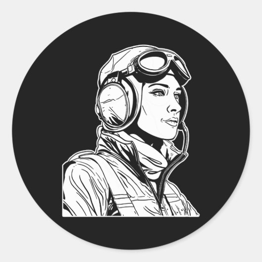 Vliegtuig piloot luchtvaart Vliegtuig vliegen vlie Ronde Sticker (Voorkant)