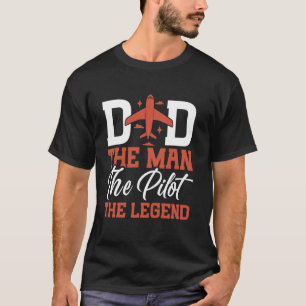 Vliegtuig Piloot Vader Vader Vintage Jet Vliegtuig T-shirt