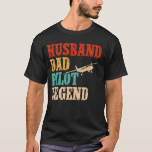 Vliegtuig Piloot Vader Vader Vintage Retro Echtgen T-shirt