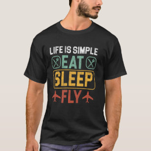 Vliegtuig Piloot Vintage Jetvliegtuig Retro Leven T-shirt