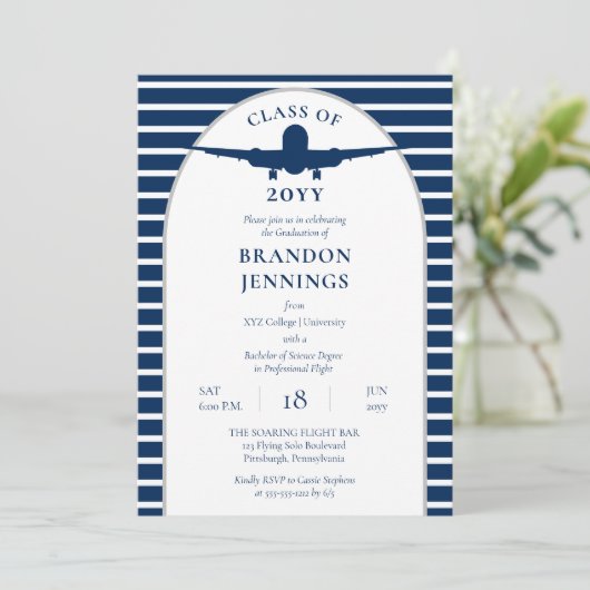 Vliegtuig Piloot Vliegschool Universiteit Afstuder Kaart (Staand voorkant)