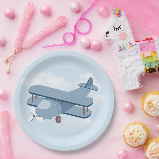 Vliegtuig Pilot Boy's Birthday Papieren Bordje (Feest)