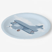 Vliegtuig Pilot Boy's Birthday Papieren Bordje (Gekanteld)