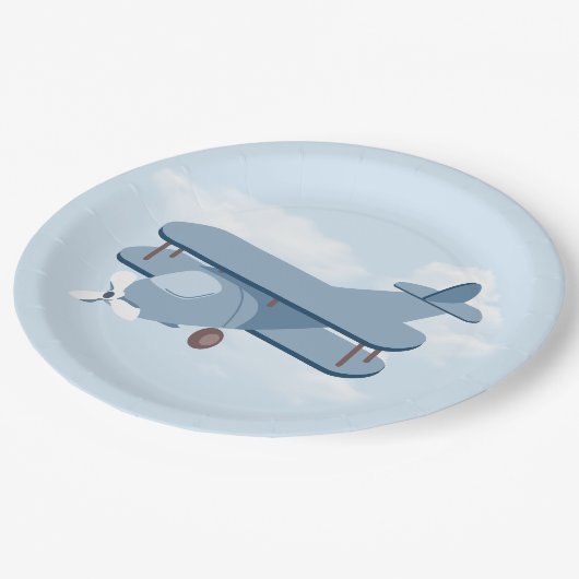 Vliegtuig Pilot Boy's Birthday Papieren Bordje (Gekanteld)