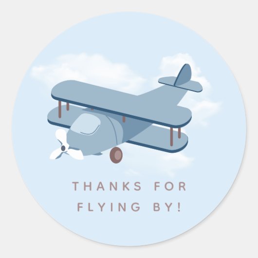 Vliegtuig Pilot Boy's Birthday Ronde Sticker (Voorkant)