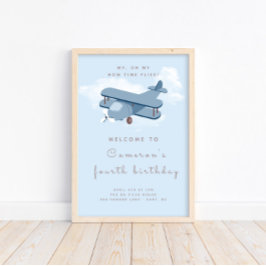 Vliegtuig Pilot Boy's Birthday Welcome Sign Poster