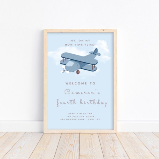 Vliegtuig Pilot Boy's Birthday Welcome Sign Poster