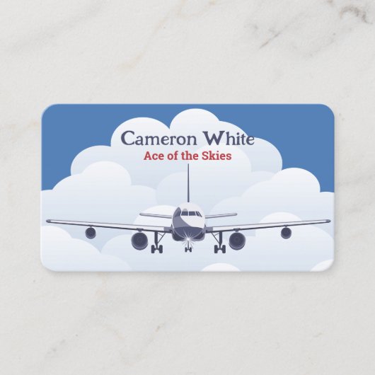 Vliegtuig Pilot Custom QR Visitekaartje (Voorkant)