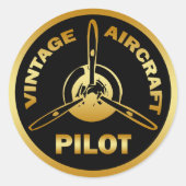 VLIEGTUIG PILOT RONDE STICKER (Voorkant)