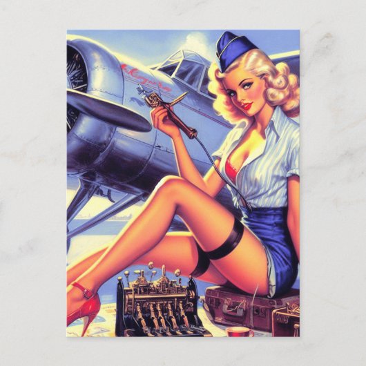 vliegtuig Pin-up Briefkaart (Voorkant)