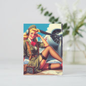  vliegtuig Pin-Up Briefkaart (Staand voorkant)