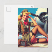  vliegtuig Pin-Up Briefkaart (Voorkant / Achterkant)
