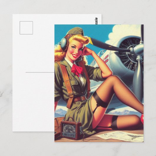 vliegtuig Pin-Up Briefkaart (Voorkant / Achterkant)