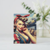 Vliegtuig Pin Up Briefkaart (Staand voorkant)