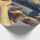 Vliegtuig Pin Up Cadeaupapier (Hoek)