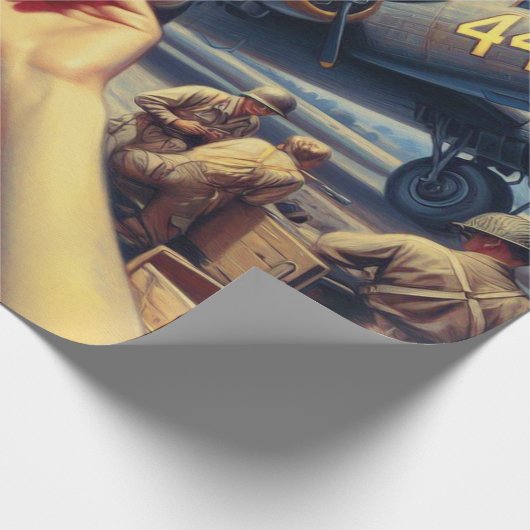  Vliegtuig Pin Up Cadeaupapier (Hoek)