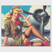 vliegtuig Pin-Up Cadeaupapier (Vlak)