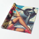  vliegtuig Pin-Up Cadeaupapier (Uitgerold)