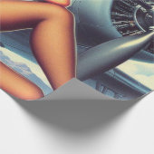  vliegtuig Pin-Up Cadeaupapier (Hoek)