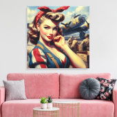  Vliegtuig Pin Up Canvas Afdruk (Insitu (Woonkamer))
