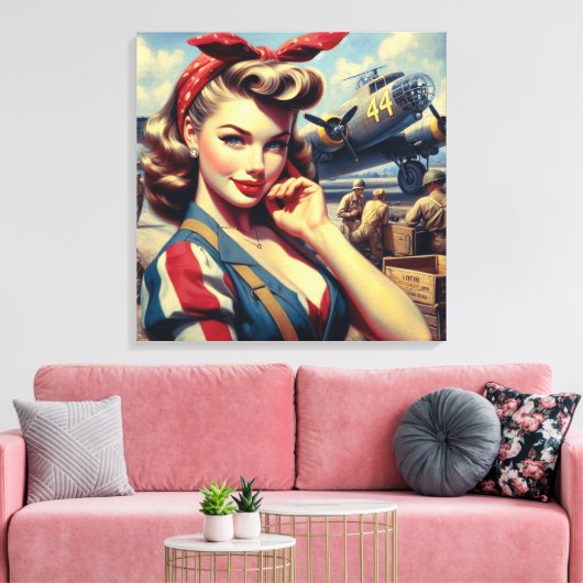  Vliegtuig Pin Up Canvas Afdruk (Insitu (Woonkamer))