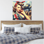  Vliegtuig Pin Up Canvas Afdruk (Insitu (Slaapkamer))