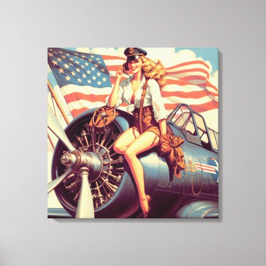  vliegtuig Pin-up Canvas Afdruk (Voorkant)