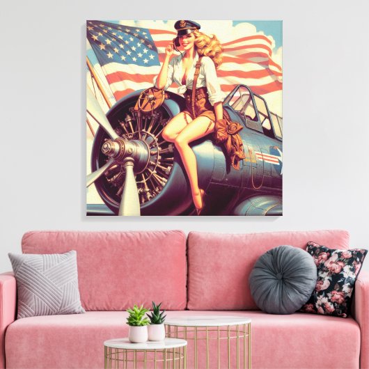  vliegtuig Pin-up Canvas Afdruk (Insitu (Woonkamer))