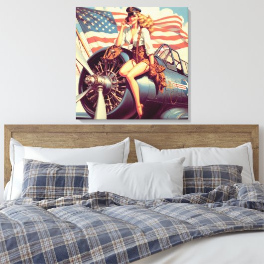  vliegtuig Pin-up Canvas Afdruk (Insitu (Slaapkamer))
