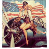 vliegtuig Pin-up Douchegordijn (Voorkant)