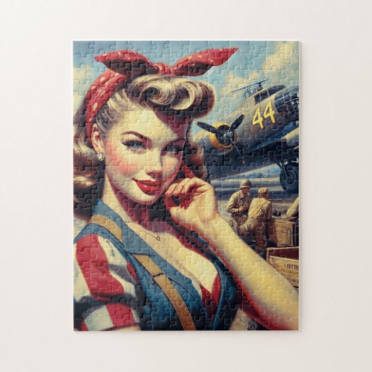  Vliegtuig Pin Up Legpuzzel (Verticaal)