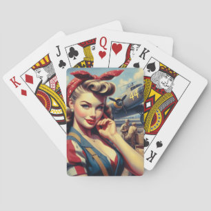 Vliegtuig Pin Up Pokerkaarten