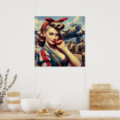  Vliegtuig Pin Up Poster (Keuken)