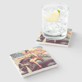  vliegtuig Pin-up Stenen Onderzetter (Zijkant)