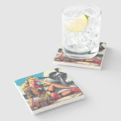 vliegtuig Pin-Up Stenen Onderzetter (Zijkant)