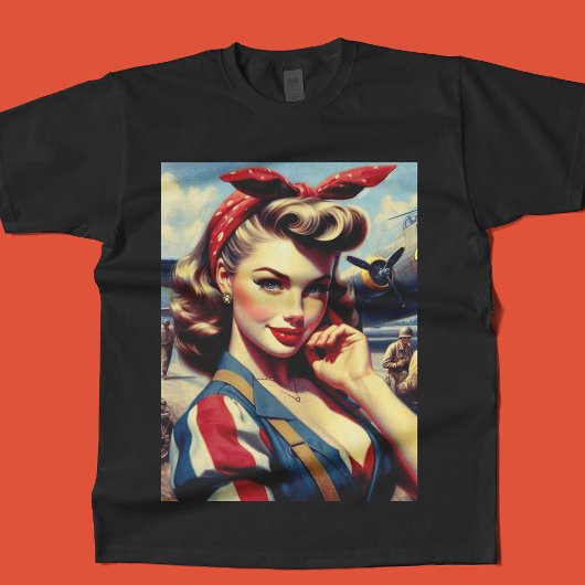 Vliegtuig Pin Up T-shirt