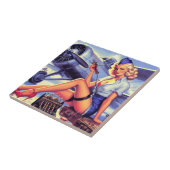  vliegtuig Pin-up Tegeltje (Zijkant)